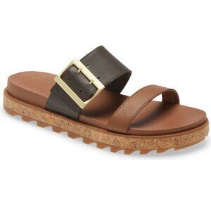 Sorel Roaming Leather Platform Buckle Slide Sandal Boho Comfort Shoe Women 7.5